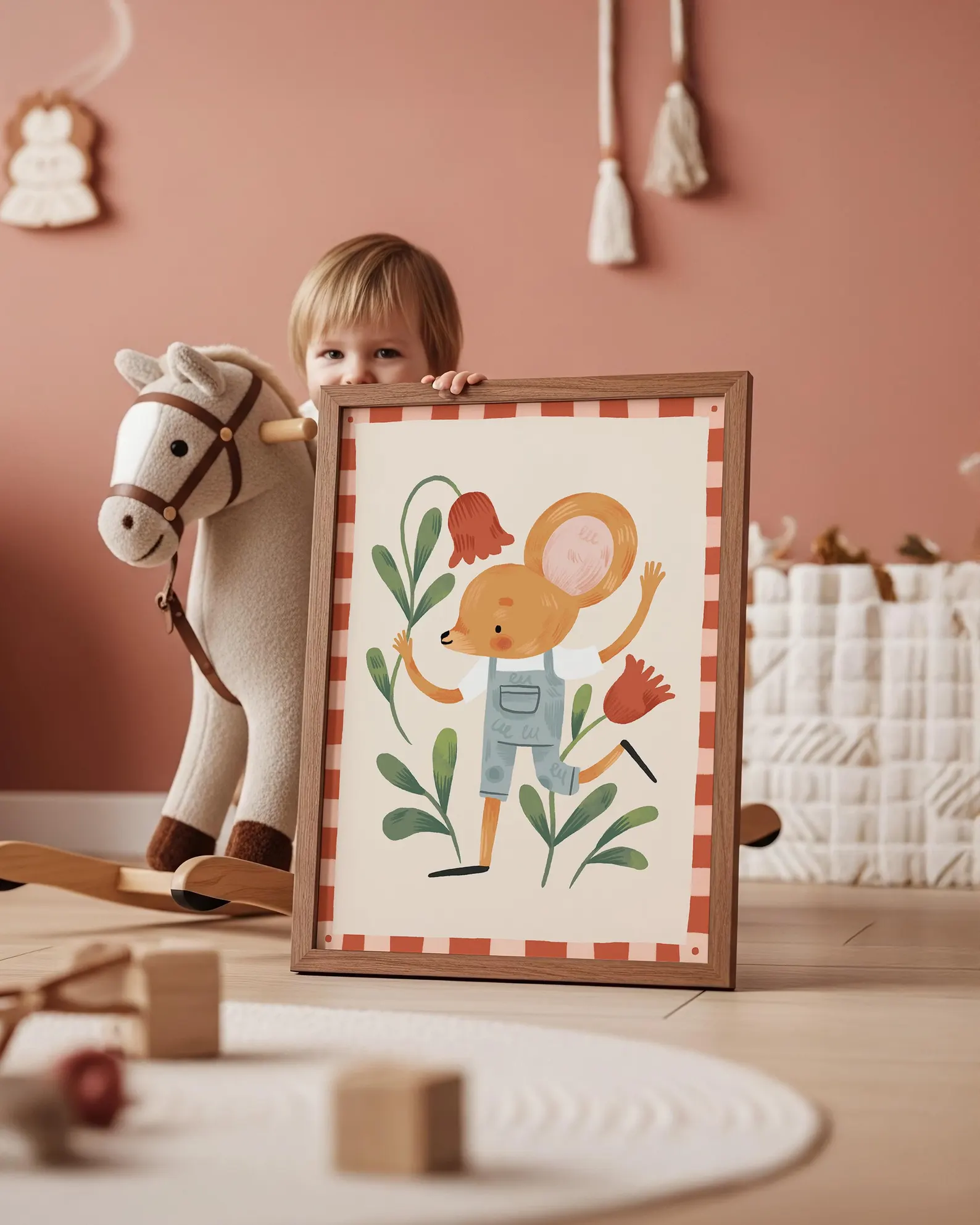 Mouse: Kids' Room Art Print, Colorful Unique Playroom Wall Decor