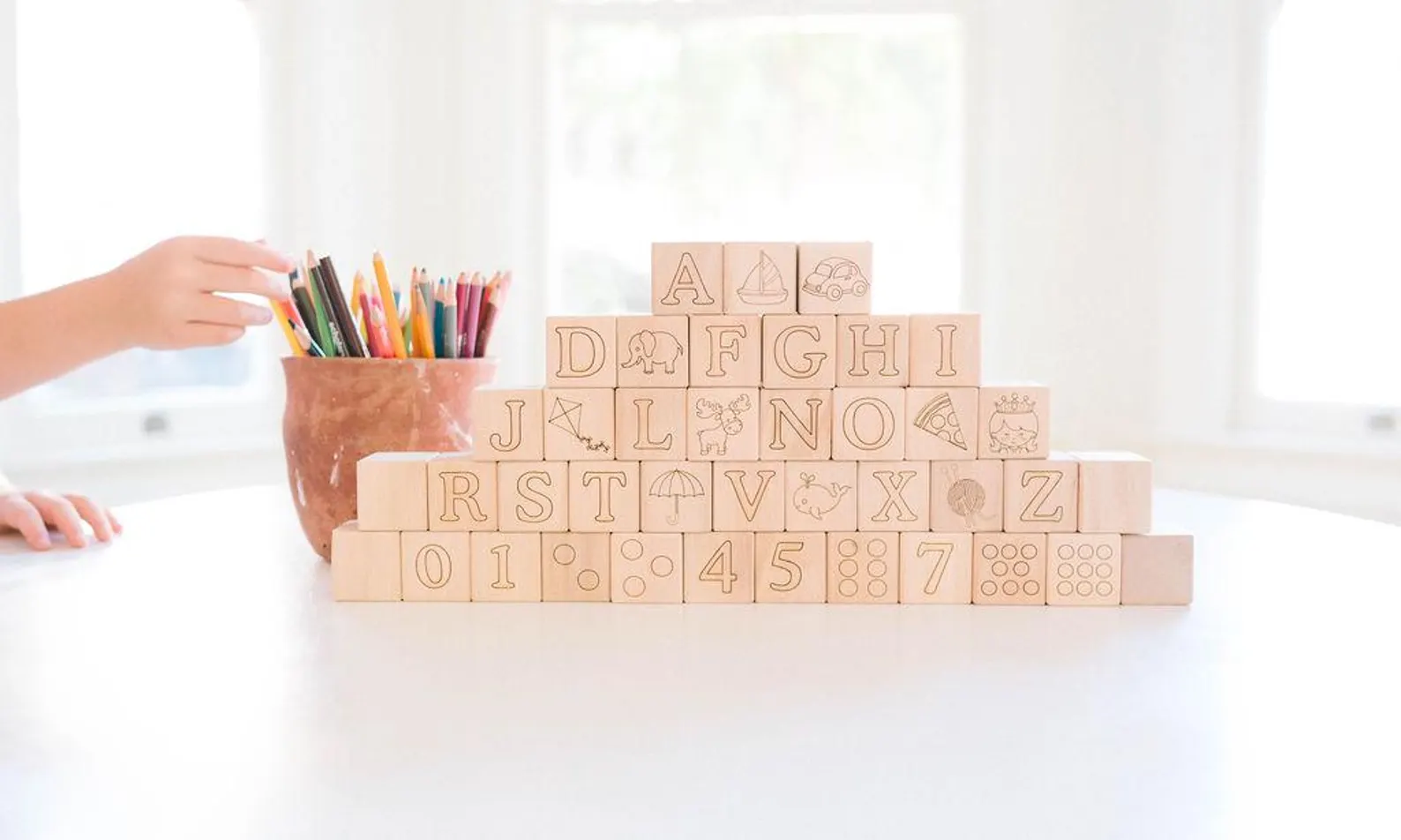 Baby Shower Activity – Engraved Maple Wooden Alphabet Blocks for Decorating Games and Activities